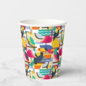 Gobelets En Papier Oiseaux tropicaux géométriques (Recto)