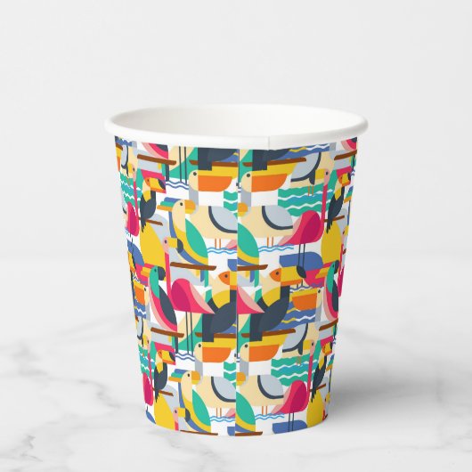 Gobelets En Papier Oiseaux tropicaux géométriques (Droite)