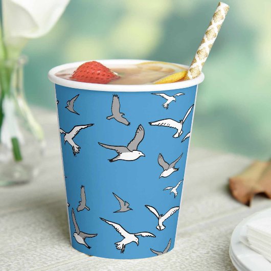Gobelets En Papier Oiseaux - un vol de mouettes