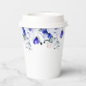 Gobelets En Papier Ombre Royal Blue Ivory Floral Mariage (Verso)