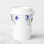 Gobelets En Papier Ombre Royal Blue Ivory Floral Mariage (Droite)