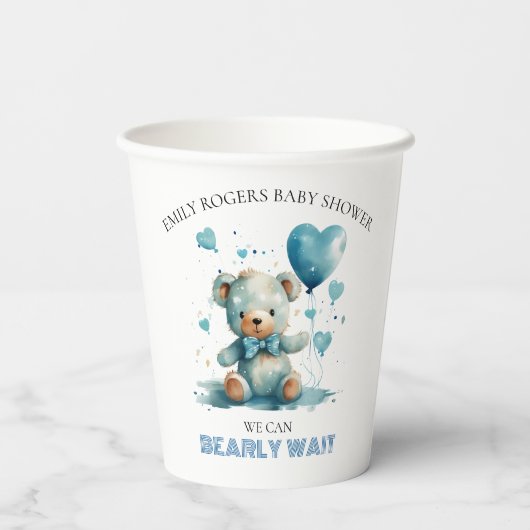 Gobelets En Papier On peut attendre Blue Teddy Bear (Verso)
