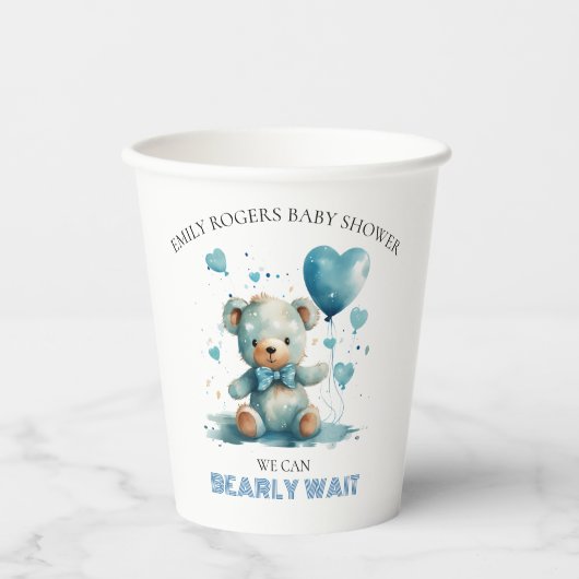 Gobelets En Papier On peut attendre Blue Teddy Bear (Recto)