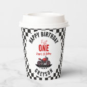 Gobelets En Papier One Fast Race Motorcycle Boy 1st Birthday Party (Verso)