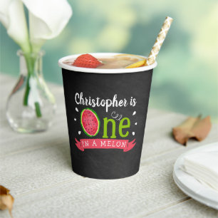 Gobelets En Papier One In A Melon Chalkboard 1er anniversaire