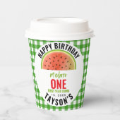 Gobelets En Papier One in a Melon glitter watermelon 1st birthday (Recto)
