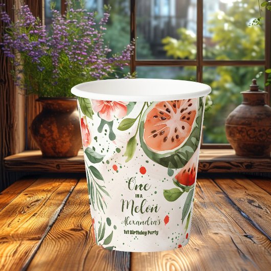 Gobelets En Papier 'One in a Melon' mignonne Watermelon fille 1er ann