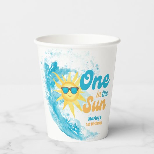 Gobelets En Papier One in the Sun 🌞 1st Birthday Beach & Surf (Verso)