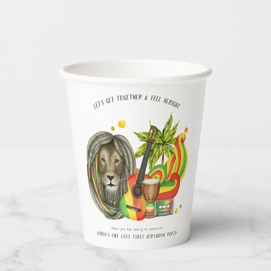 Gobelets En Papier One Love First Birthday Party (Verso)