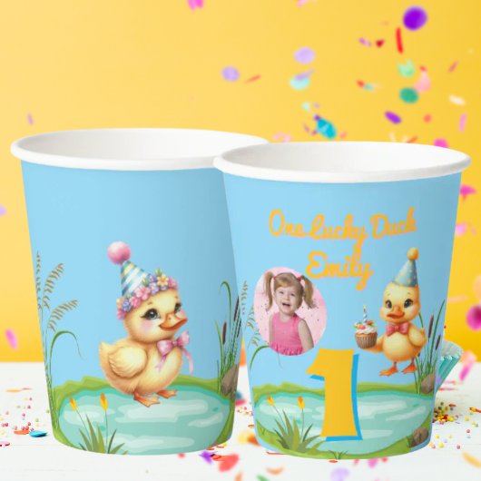 Gobelets En Papier One Lucky Duck Kids Birthday Photo