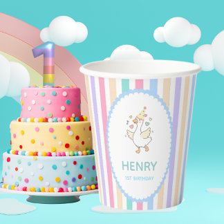 Gobelets En Papier One Silly Goose First Birthday Party Paper Cups