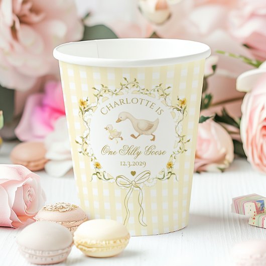 Gobelets En Papier One Silly Goose Whimsical Bow 1st Birthday