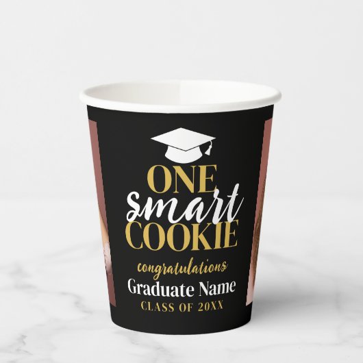 Gobelets En Papier One Smart Cookie - Moderne Graduation 2 Photos (Gauche)
