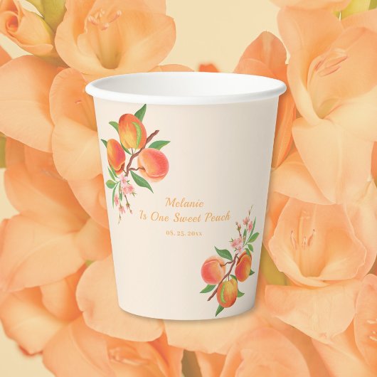 Gobelets En Papier One Sweet Peach 1st Birthday Paper cup