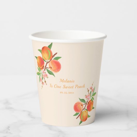 Gobelets En Papier One Sweet Peach 1st Birthday Paper cup (Recto)