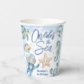 Gobelets En Papier ONEder La Mer | Garçon 1er anniversaire Cute Ocean (Verso)