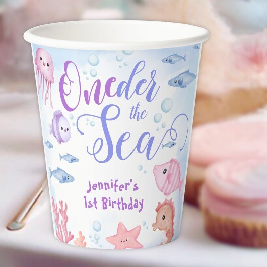 Gobelets En Papier ONEder The Sea Girls 1er anniversaire Mignonne Océ