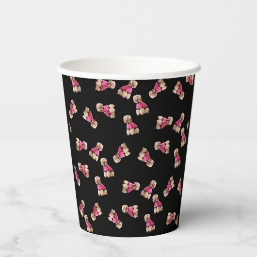 Gobelets En Papier Oodles of Poodles (Rose on Black) Party (Verso)