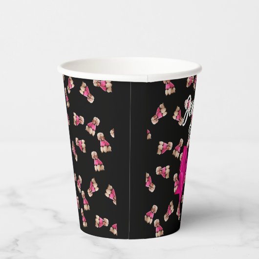 Gobelets En Papier Oodles of Poodles (Rose on Black) Party (Droite)