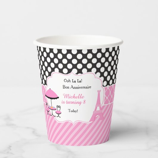 Gobelets En Papier Ooh la la Paris Tea Anniversaire (Recto)