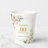 Gobelets En Papier Or de l'eucalyptus floral chic roux 90e anniversai (Recto)