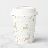 Gobelets En Papier Or Reindeer de Noël | Festive Fête (Verso)