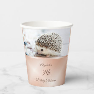 Gobelets En Papier Or Rose de hérisson mignon Anniversaire personna