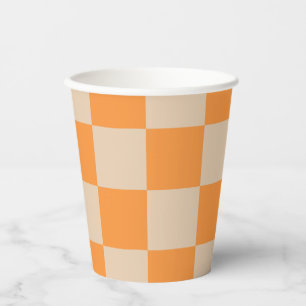 Gobelets En Papier Orange À damiers En vichy Motif