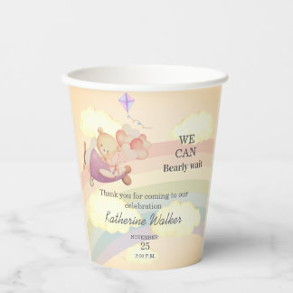 Gobelets En Papier orange bear cute AIRPLANE clouds rainbow pastel