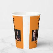 Gobelets En Papier Orange Black Class 2025 Graduation Photo (Gauche)