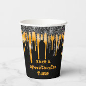 Gobelets En Papier Orange Black Parties scintillant Drivers Halloween (Verso)