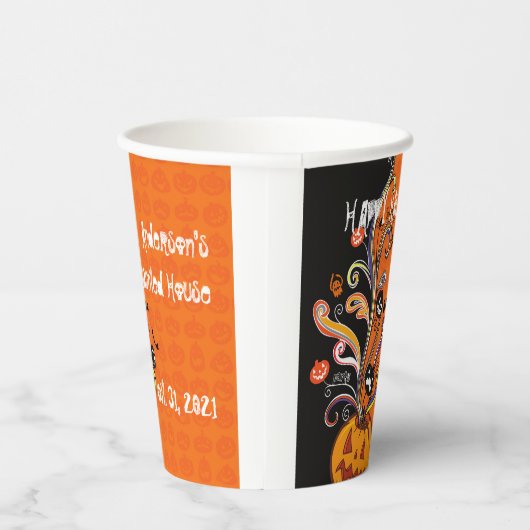 Gobelets En Papier Orange Black Scanner Citrouille Halloween Party Pa (Droite)