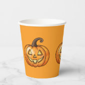 Gobelets En Papier Orange Cartoon Jack-o'-lantern Citrouille Hallowee (Recto)