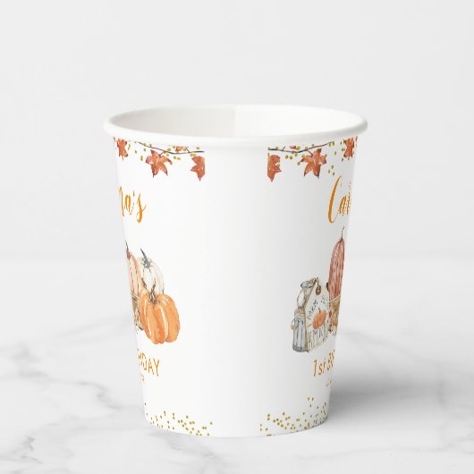 Gobelets En Papier Orange Citrouille Patch Automne Coupe Papier Anniv (Gauche)