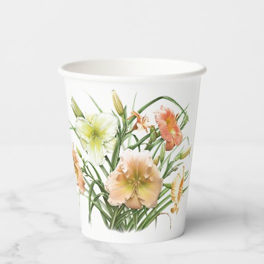 Gobelets En Papier Orange Daylily Bouquet Botanique Design (Verso)