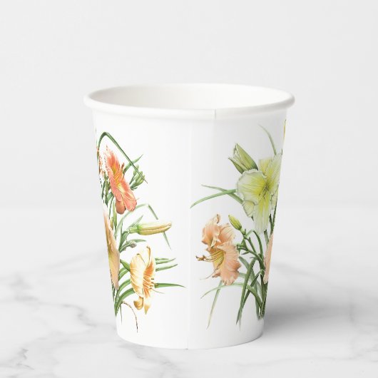 Gobelets En Papier Orange Daylily Bouquet Botanique Design (Droite)