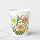 Gobelets En Papier Orange Daylily Bouquet Botanique Design (Recto)