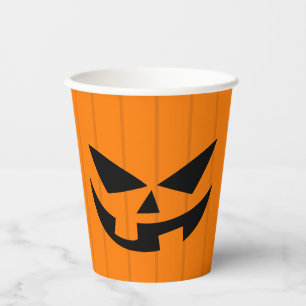 Gobelets En Papier Orange effrayant Jack O'Lantern fête d'Halloween