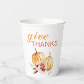 Gobelets En Papier Orange et Rouge à la mode Merci et Citrouille (Verso)