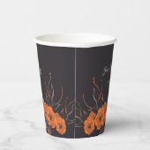 Gobelets En Papier Orange Fleurs Élégant Mariage Monogramme (Droite)