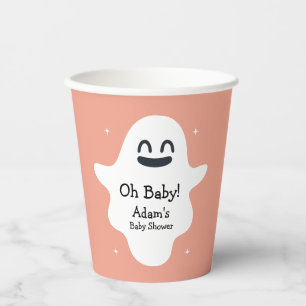 Gobelets En Papier Orange Happy Cute Ghost Halloween Baby shower