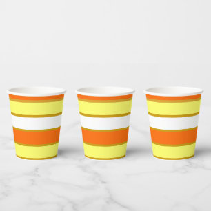 Gobelets En Papier Orange, jaune et White Stripes