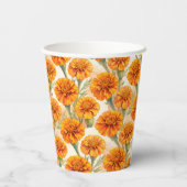 Gobelets En Papier Orange marigold flowers pattern (Verso)