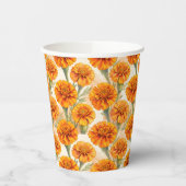 Gobelets En Papier Orange marigold flowers pattern (Gauche)