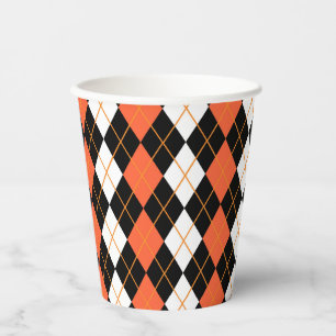 Gobelets En Papier Orange noir Jacquard blanc Diamant Design