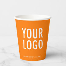 Gobelets en papier orange personnalisés avec logo 