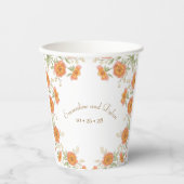 Gobelets En Papier Orange Rose Wedding (Recto)