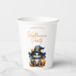 Gobelets En Papier Orange Watercolor Baby Dragon Halloween Party