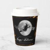 Gobelets En Papier Orange Witch Silhouette Halloween (Verso)