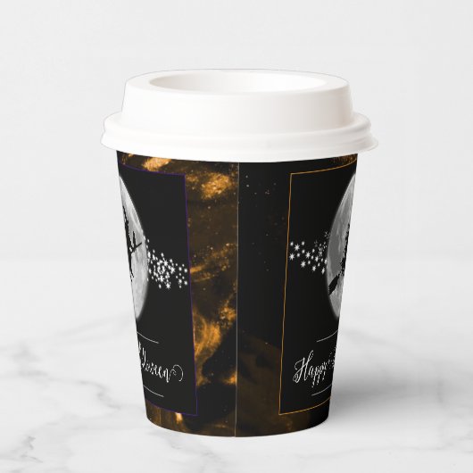 Gobelets En Papier Orange Witch Silhouette Halloween (Droite)